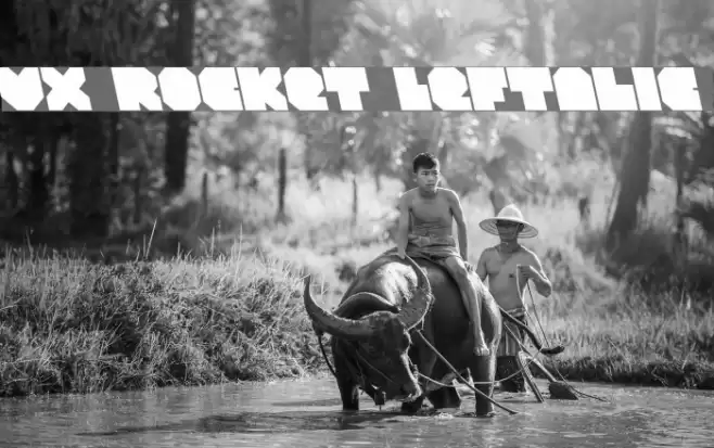 VX Rocket Leftalic Font examples