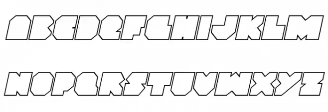 VX Rocket Outline Italic Schriftart Kleinbuchstaben