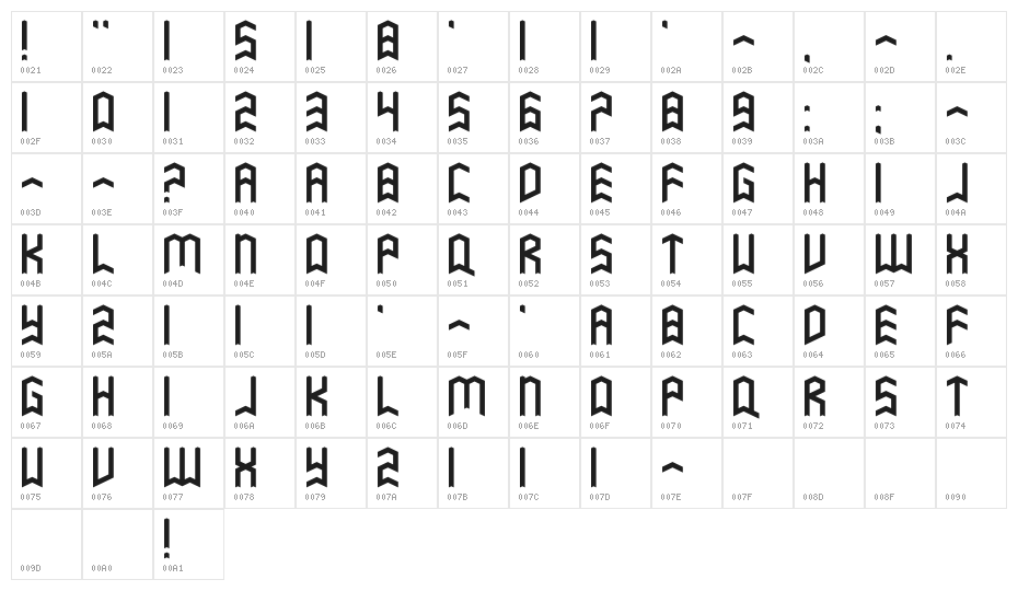 Vympel by PentaDraw Character Map
