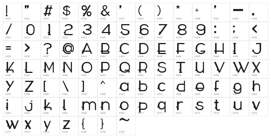 WABECO Bold Character Map