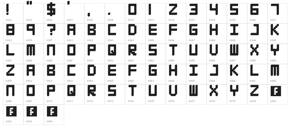 WAFFLEBOY Regular Character Map