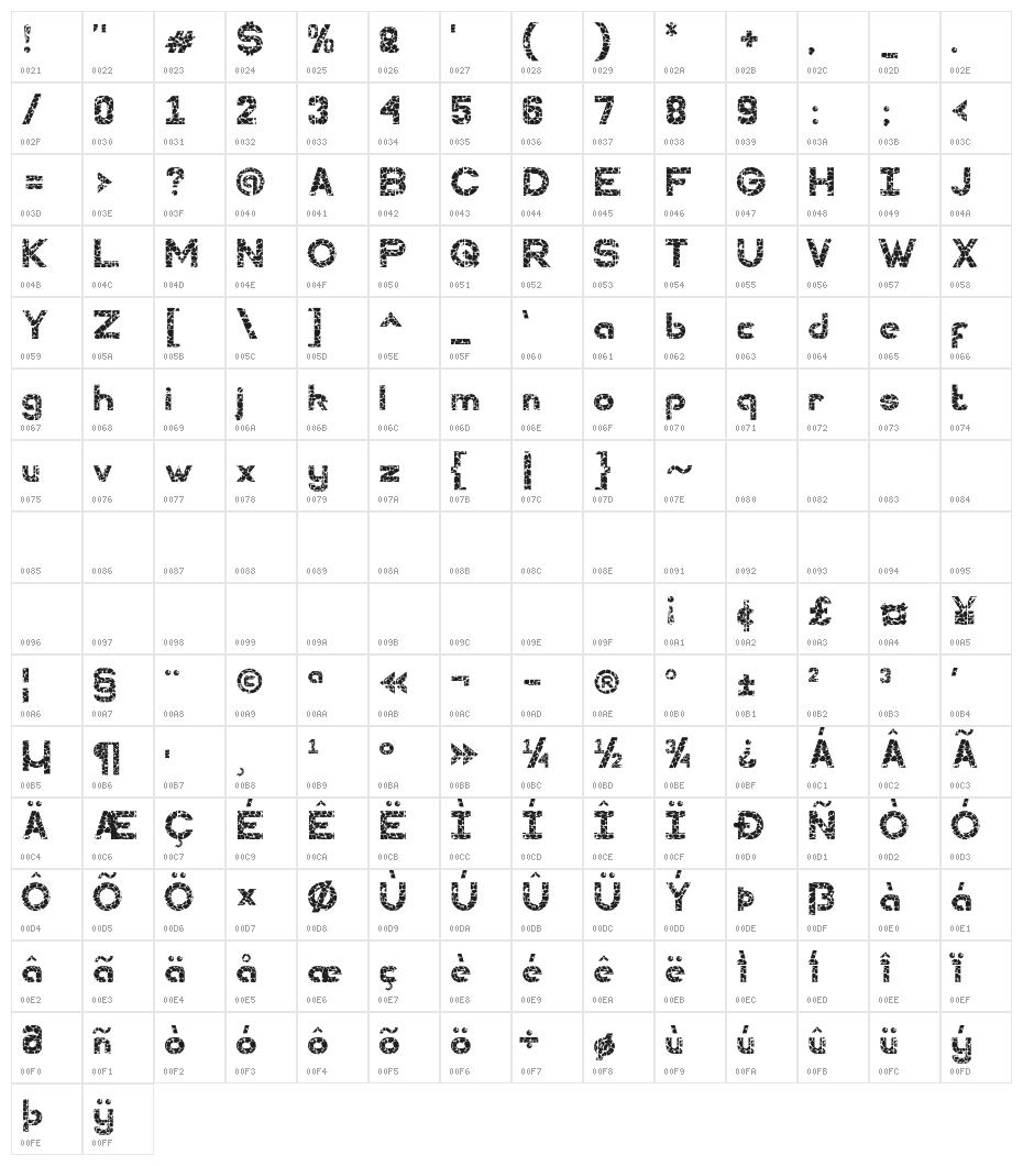 WALLSTONES-Regular Character Map