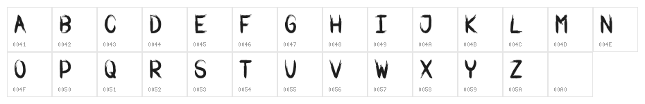 WAR BRUSH Character Map