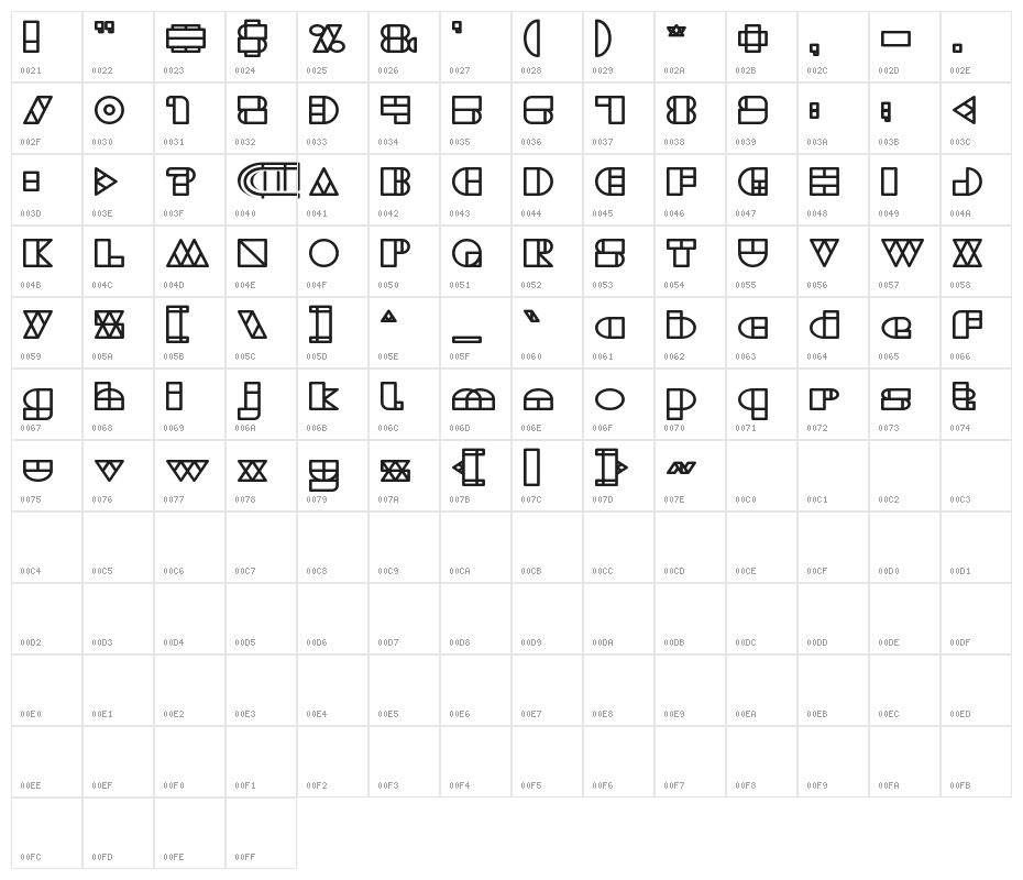WAREHOUSE PROJECT Bold Character Map