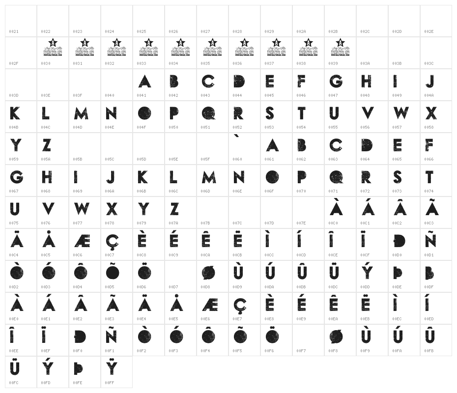 WASTED PERSONAL USE Regular Character Map