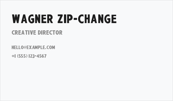 Wagner Zip-Change Business Card
