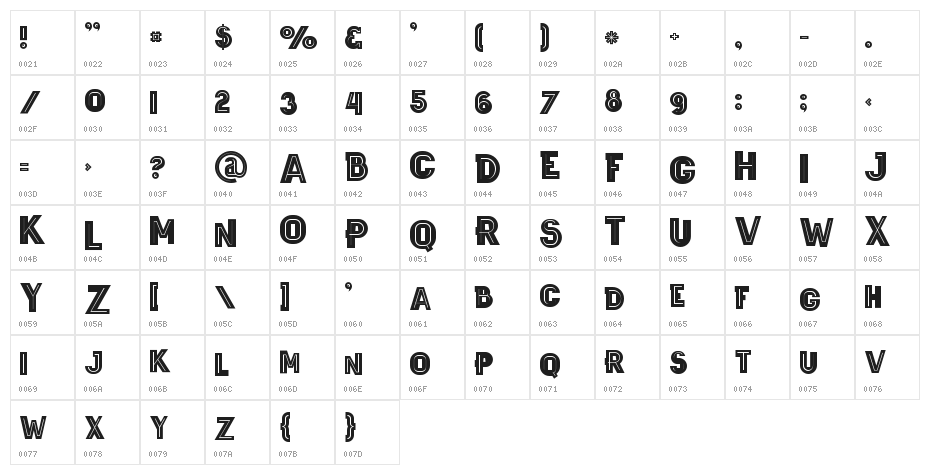 Wagoon Bold Inline Character Map