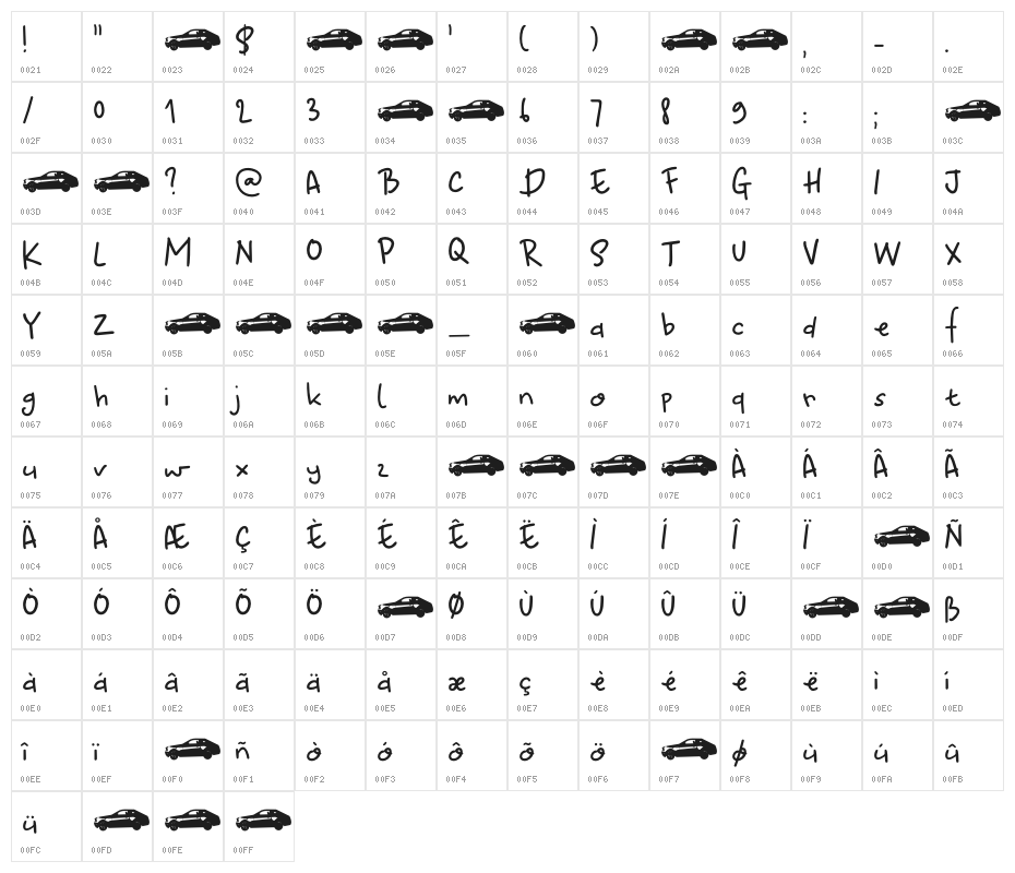 Waiting For My Girl DEMO Regular Character Map