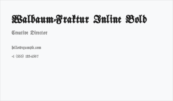 Walbaum-Fraktur Inline Bold Business Card