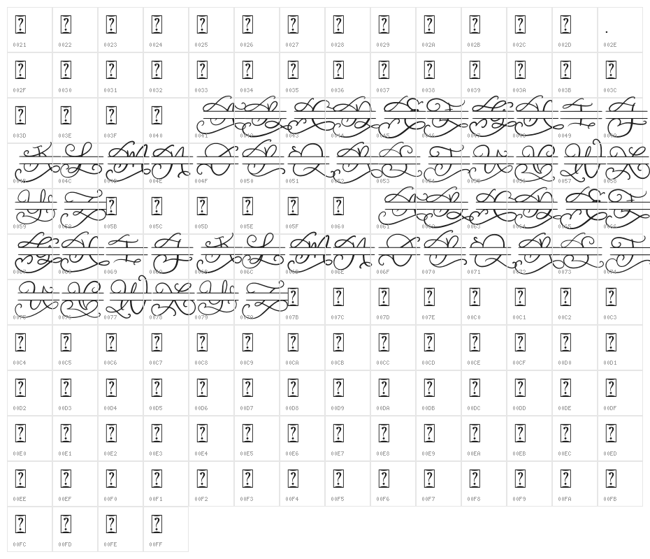 Walerina Monogram Character Map
