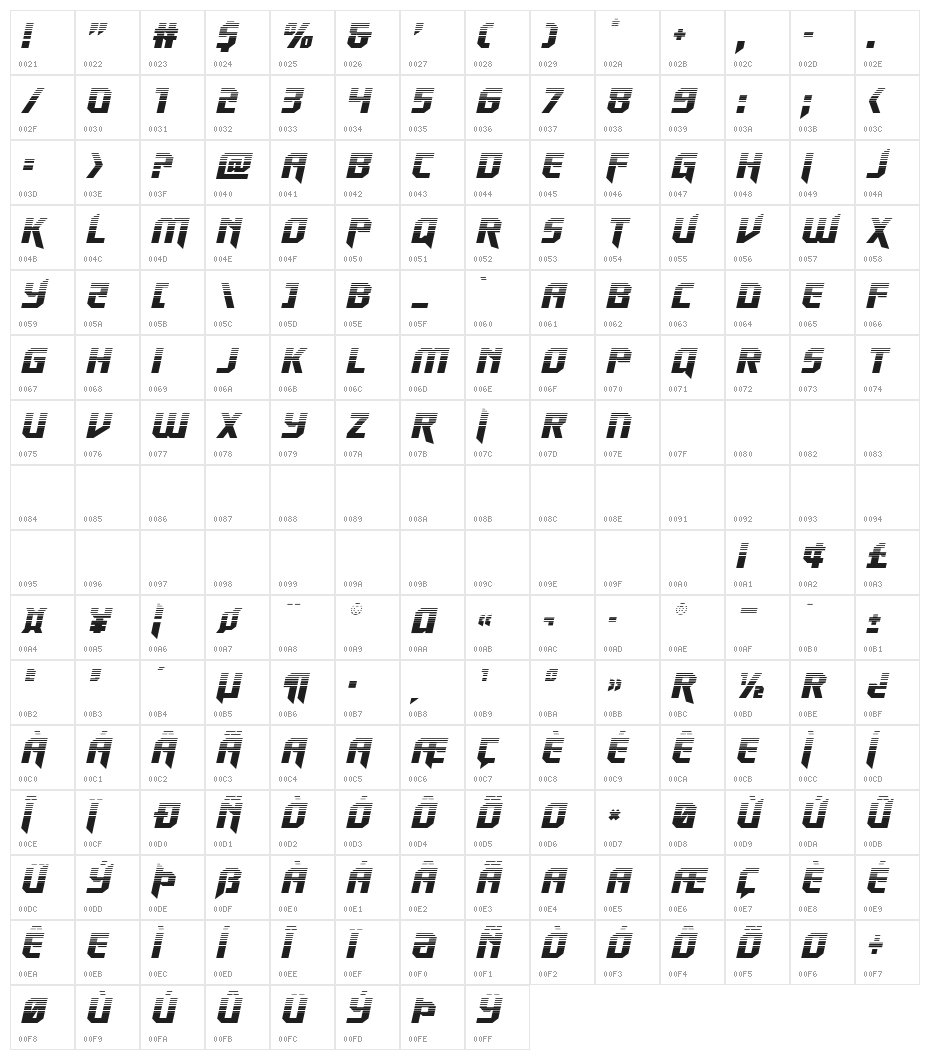 Walk The Moon Halftone Italic Character Map