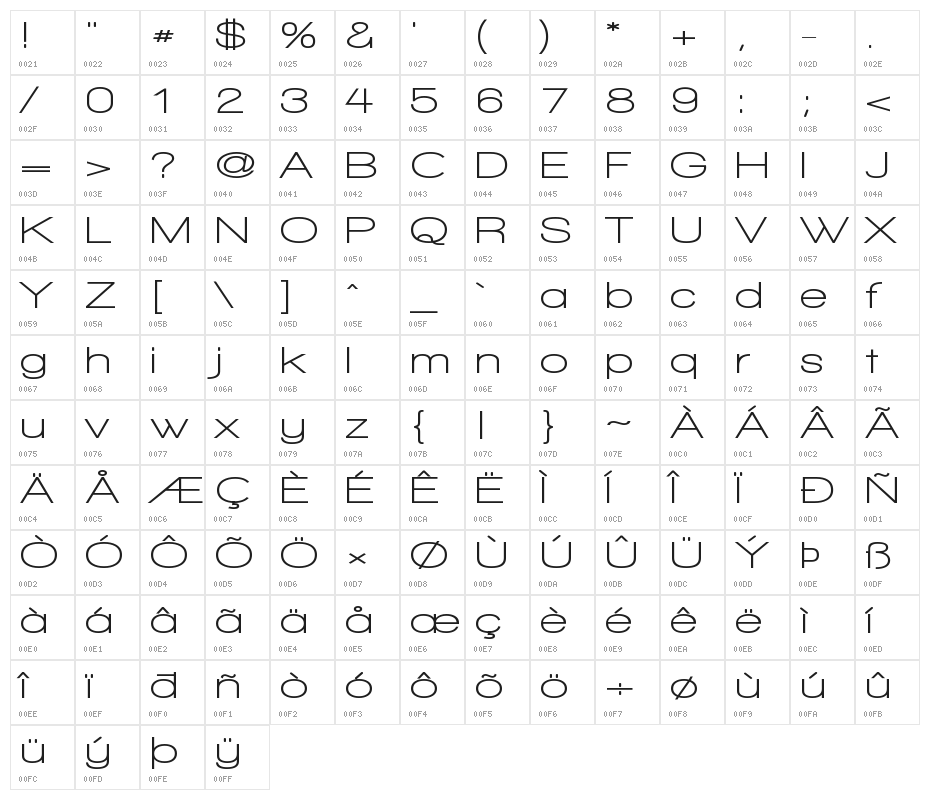 Walkway Expand Bold Character Map