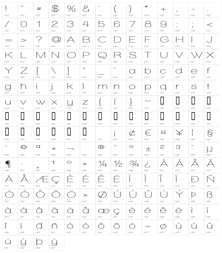 Walkway Expand SemiBold Character Map