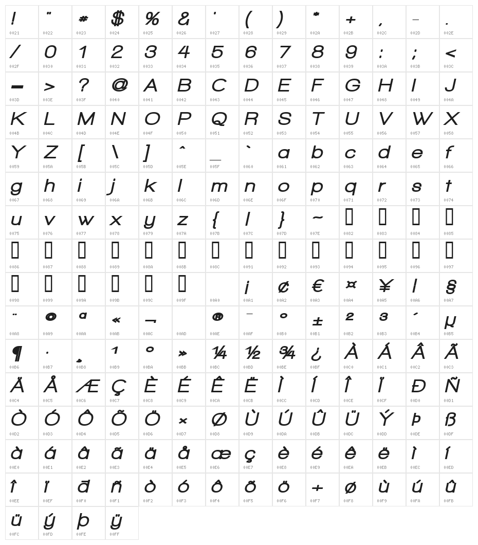 Walkway Oblique Black Character Map