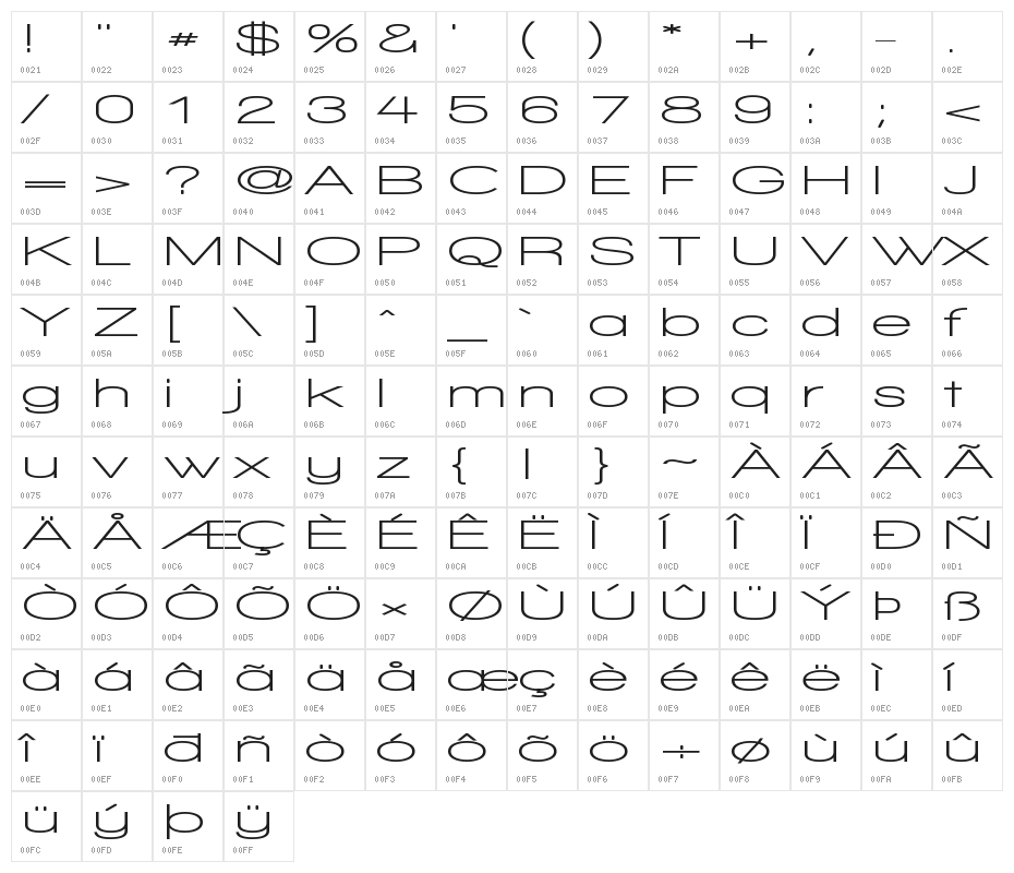 Walkway UltraExpand Bold Character Map