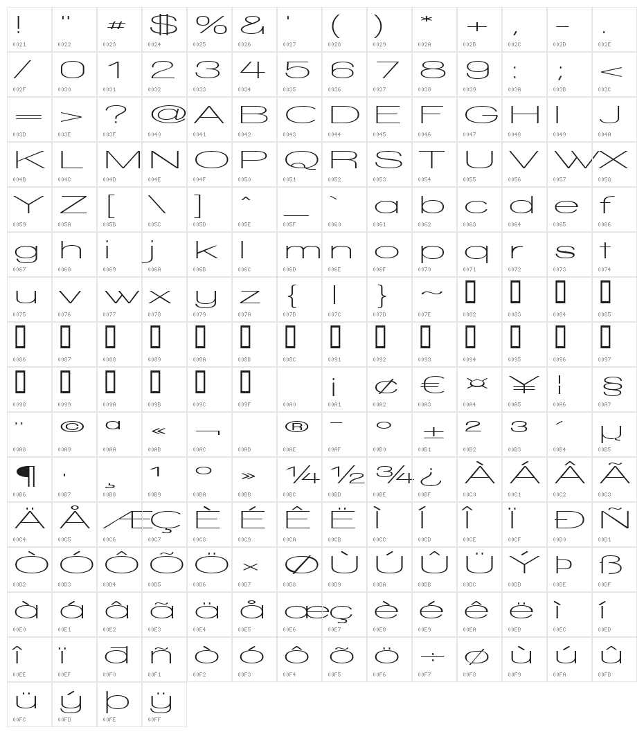 Walkway UltraExpand SemiBold Character Map