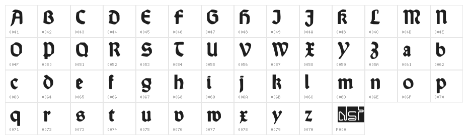WallauDeutsch-Bold Character Map