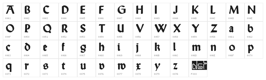WallauUnzial-Bold Character Map
