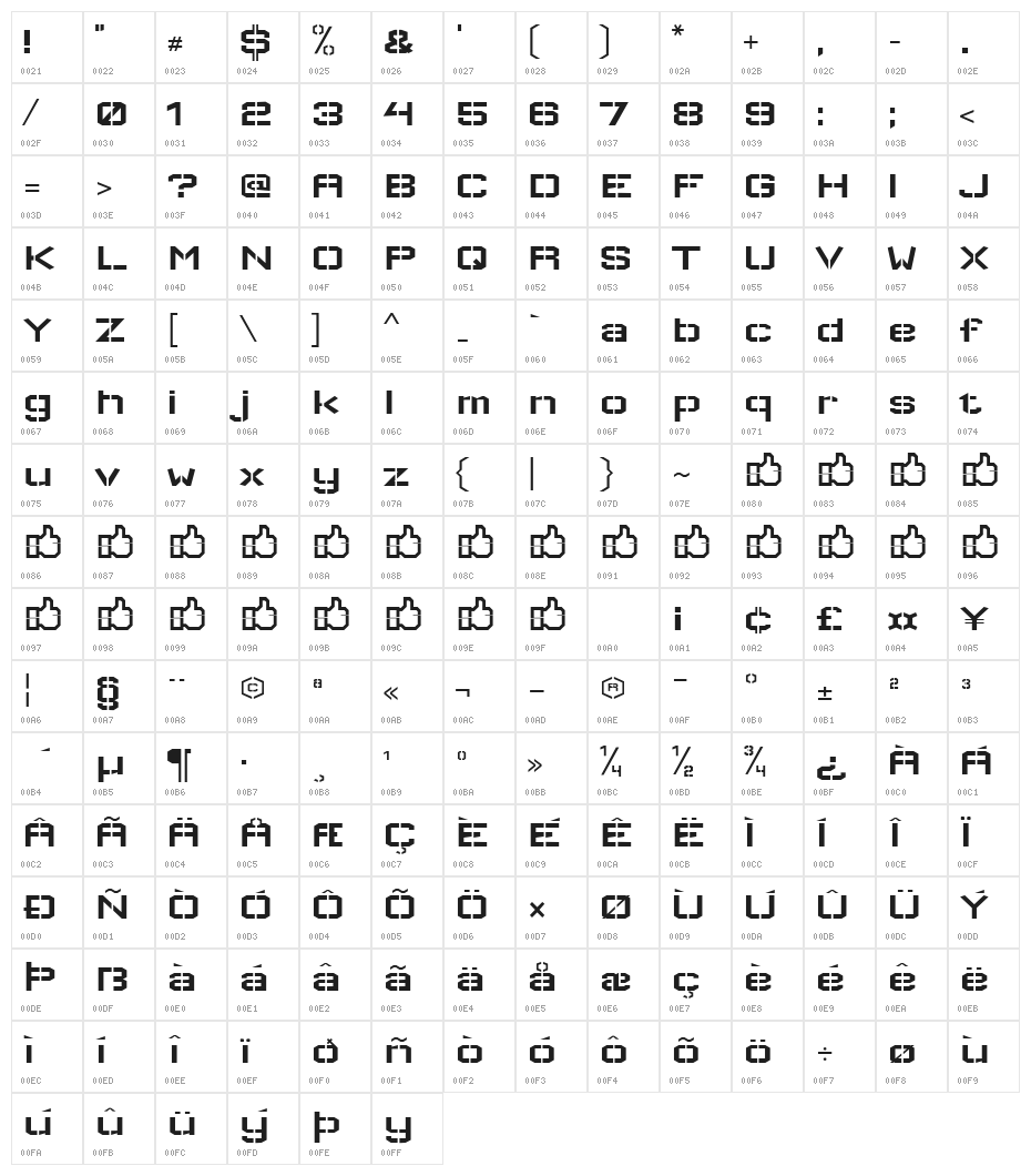 Wallpoet Character Map