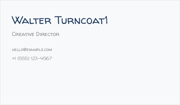 Walter Turncoat1 Business Card