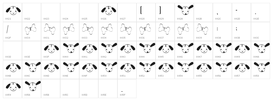 Wan Font Character Map