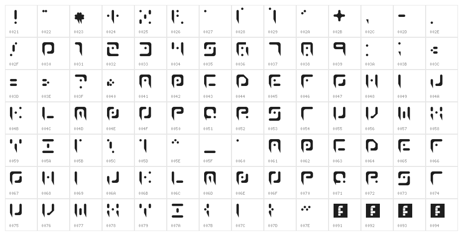 Waning Moon Regular Character Map