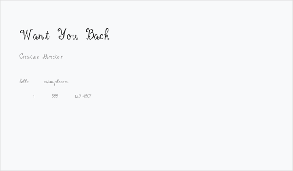 Want You Back Business Card