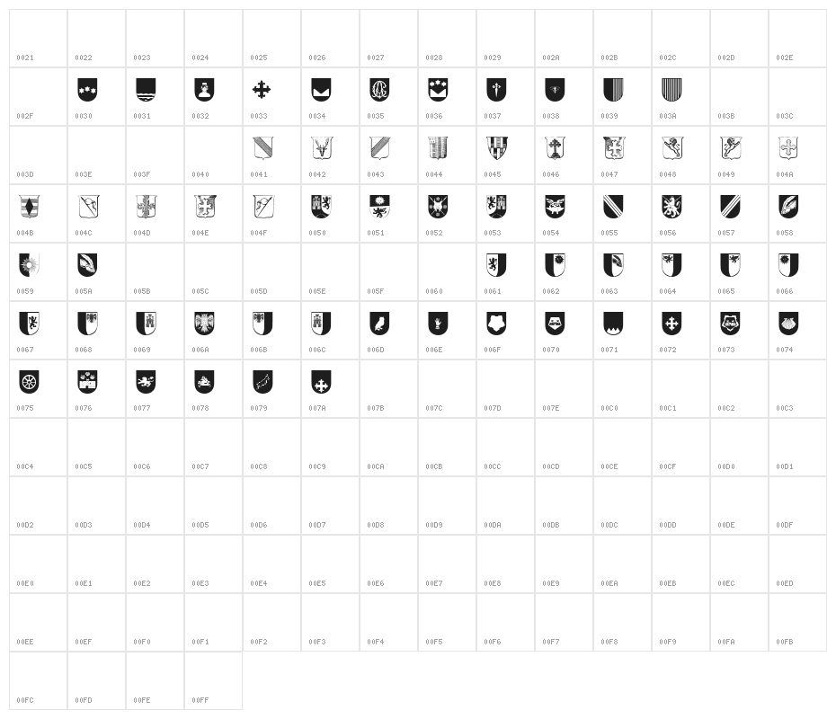 Wappen Character Map