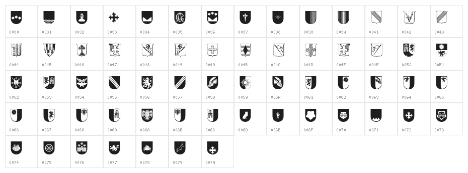 Wappen Character Map