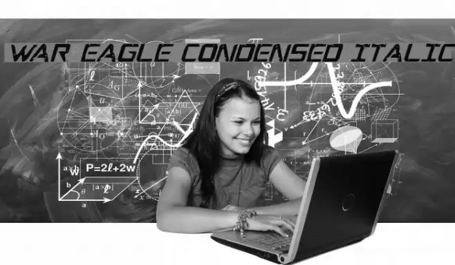 War Eagle Condensed Italic Font examples
