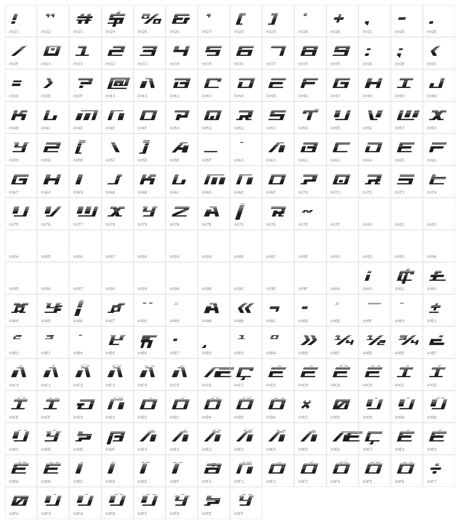 War Machine Halftone Character Map