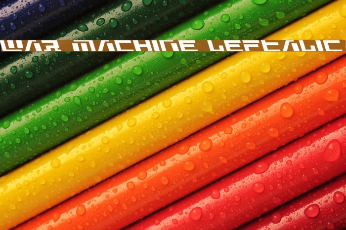 War Machine Leftalic Font examples