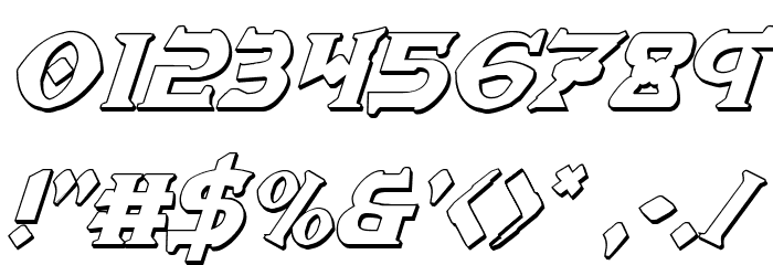 War Priest 3D Italic Font OTHER CHARS