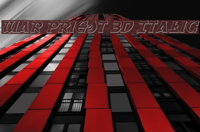 War Priest 3D Italic Font examples