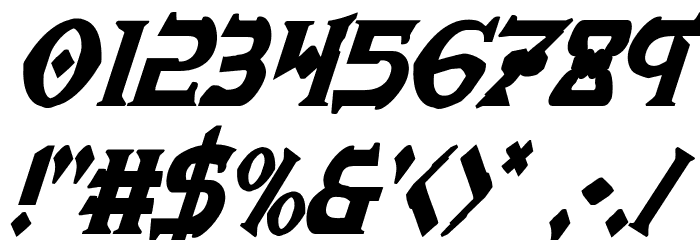 War Priest Condensed Italic Font OTHER CHARS