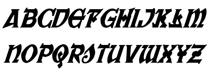 War Priest Condensed Italic Font LOWERCASE