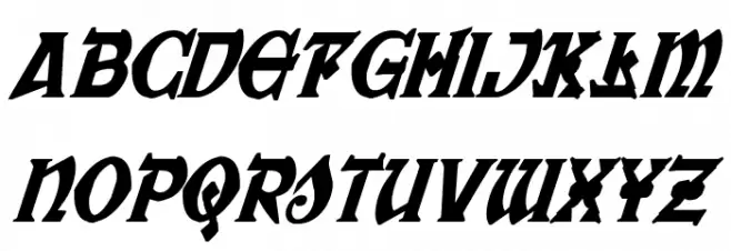 War Priest Condensed Italic Font Litere mici