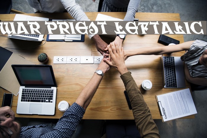 War Priest Leftalic Font examples