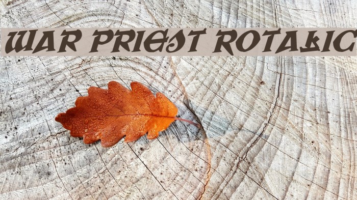 War Priest Rotalic Font examples