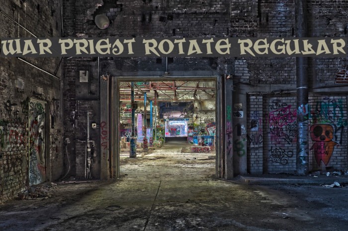 War Priest Rotate Regular Font examples