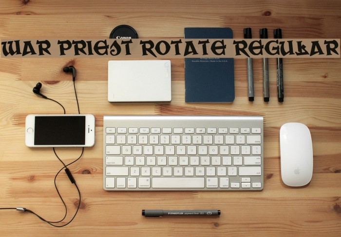 War Priest Rotate Regular Font examples