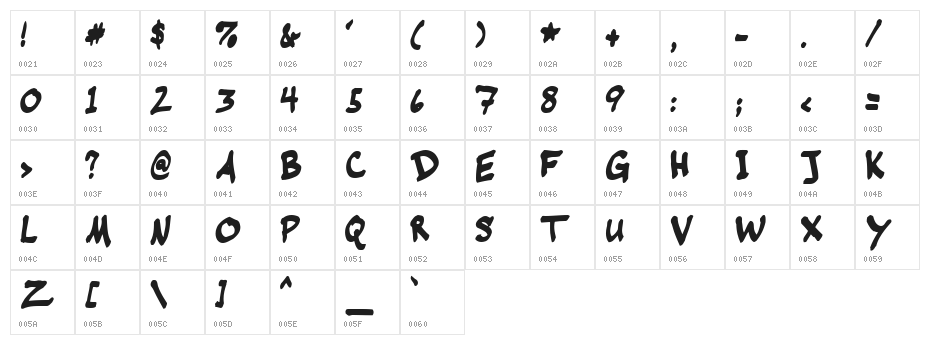 Warehouse Regular Character Map