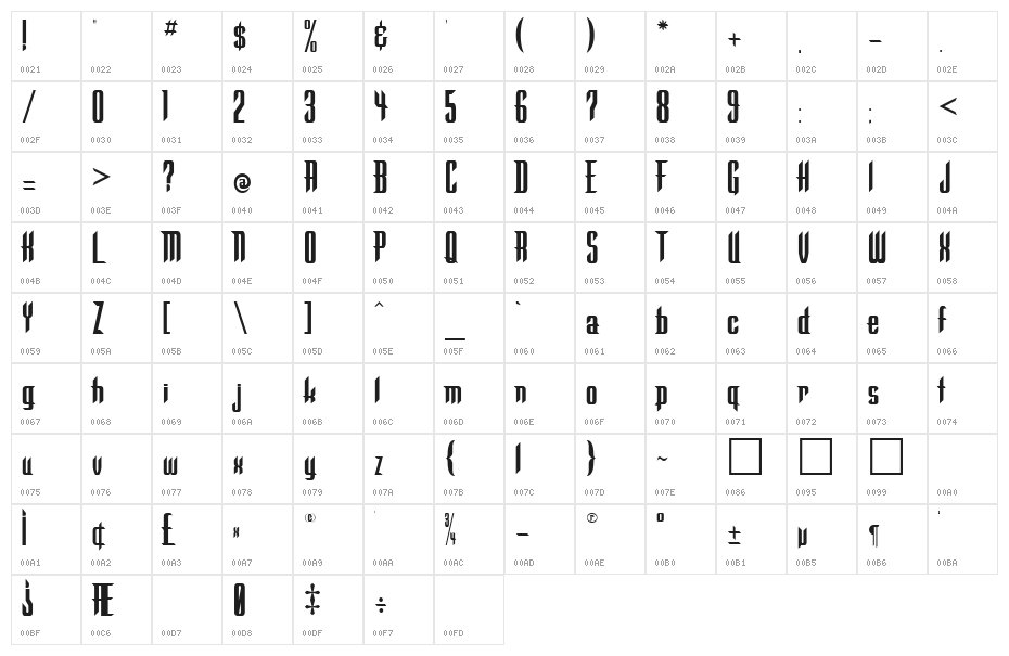Warlock Regular Character Map