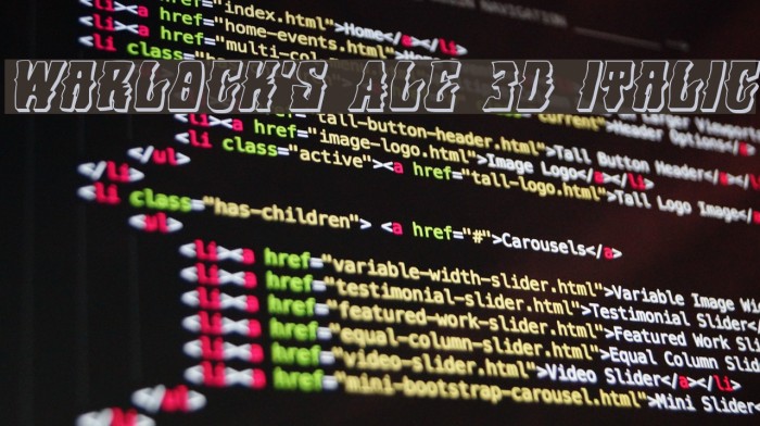 Warlock's Ale 3D Italic Example 1