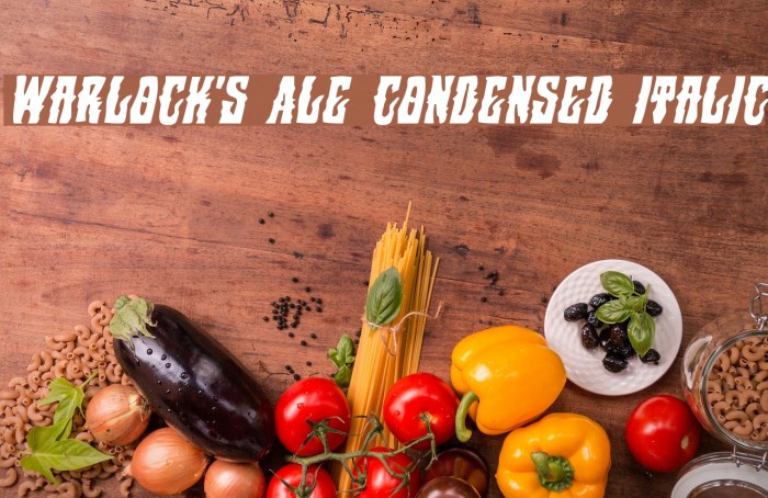 Warlock's Ale Condensed Italic Font examples