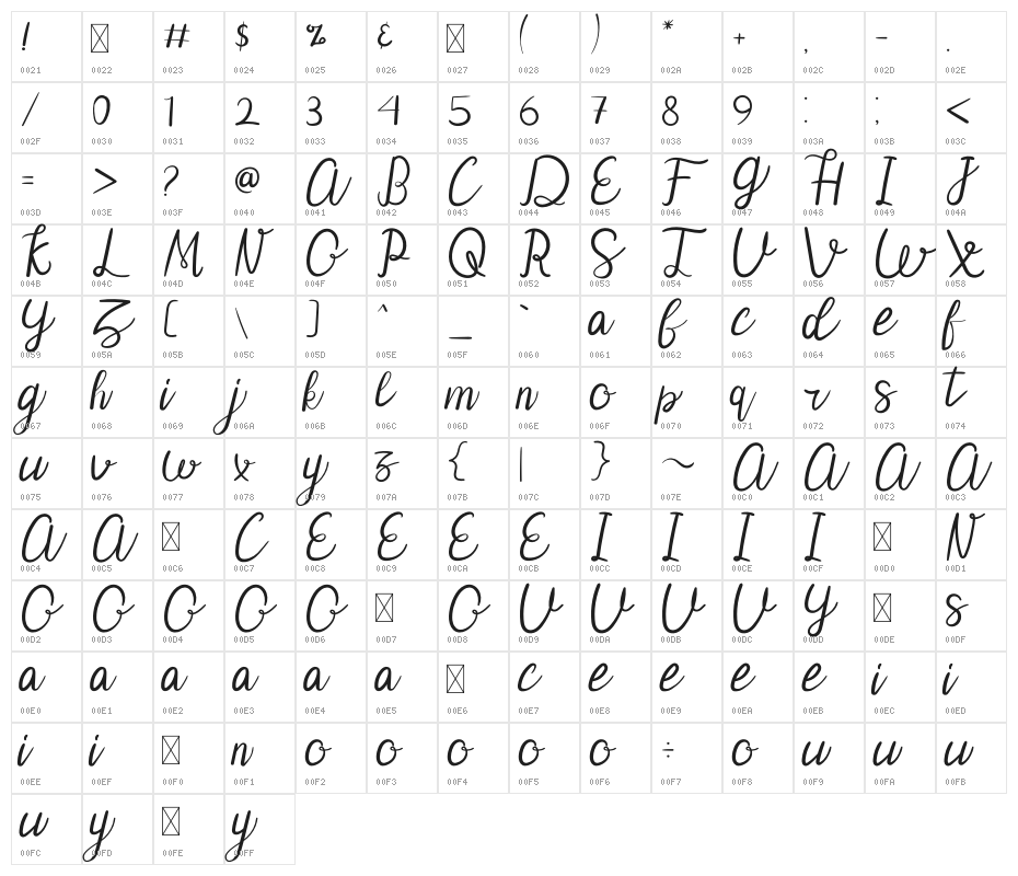 Warm Snow Character Map
