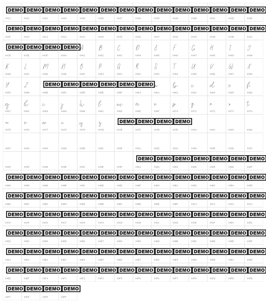 WarmMemoriesRegular Character Map