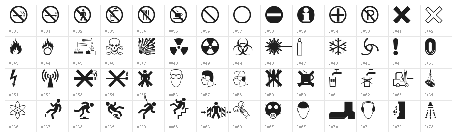 WarnSymbols1 Character Map
