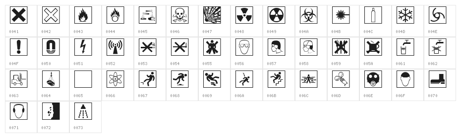 WarnSymbols2 Character Map