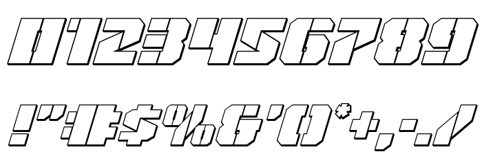 Warp Thruster 3D Italic Font OTHER CHARS
